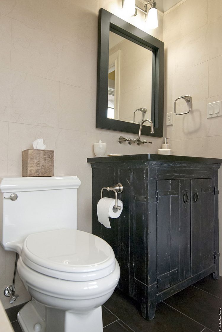 Vanities with worn and distressed finishes are back in trend