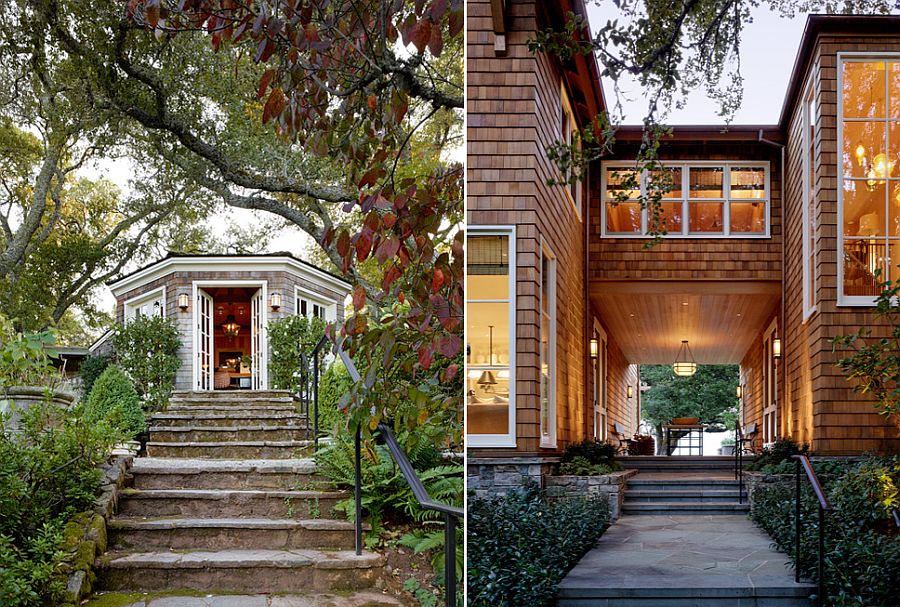 View of the leafy outdoors and walkways around the Californian home