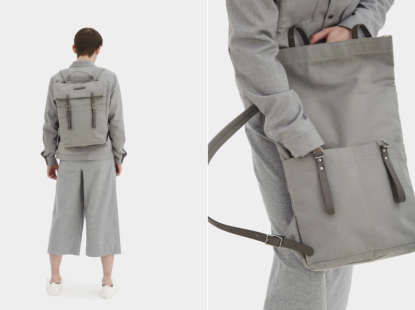 Waxed grey newspaper rucksack