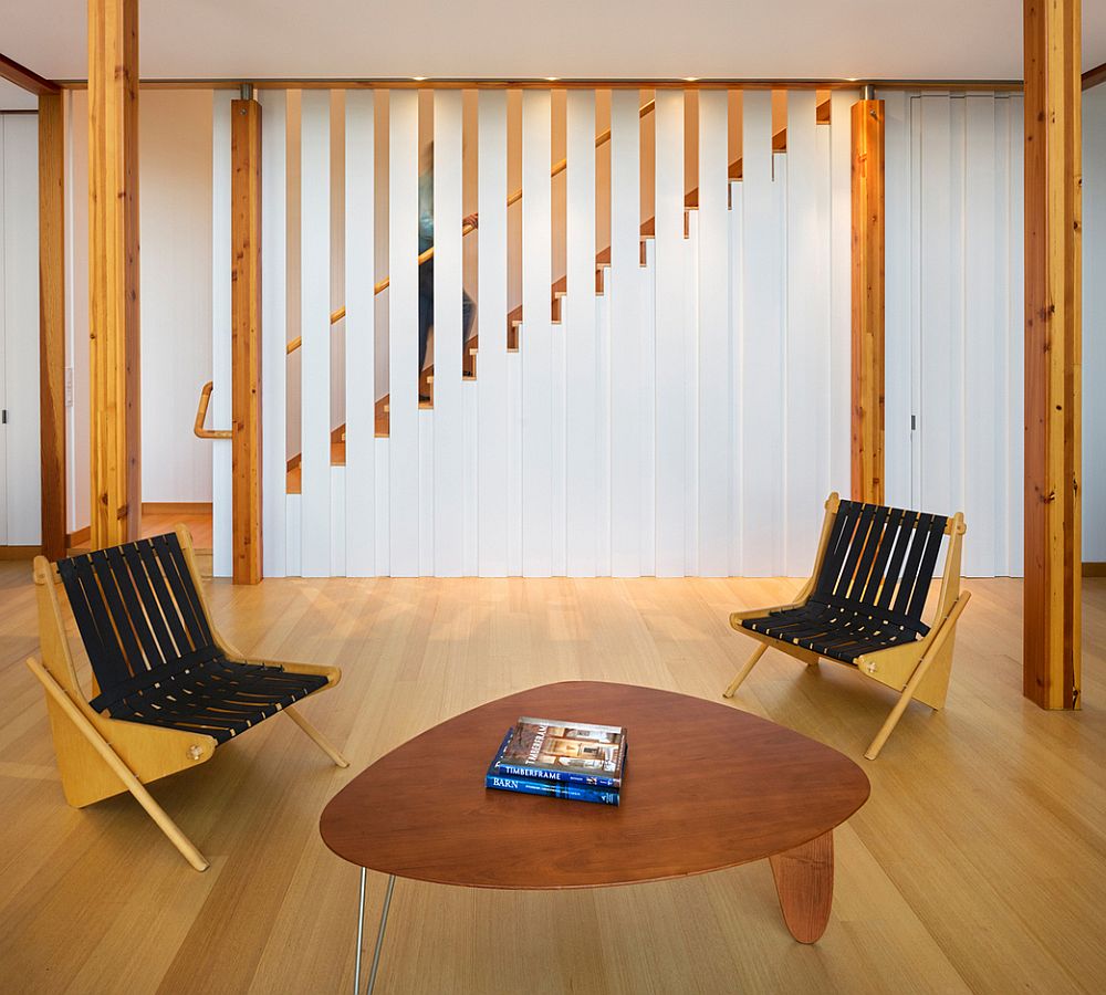 White and wood interior of the Farmhouse family home