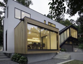 L-Shaped Modern Minimal Residence on a Sloped Lot in Raleigh