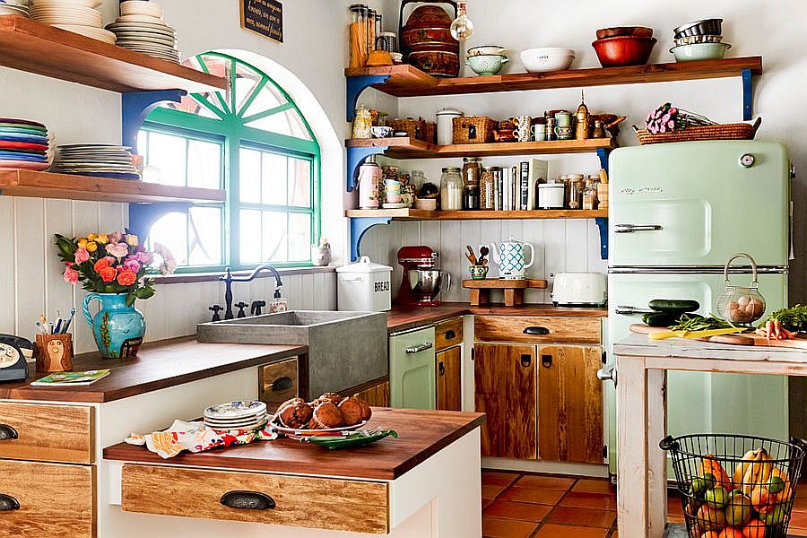 open kitchen shelving wood design