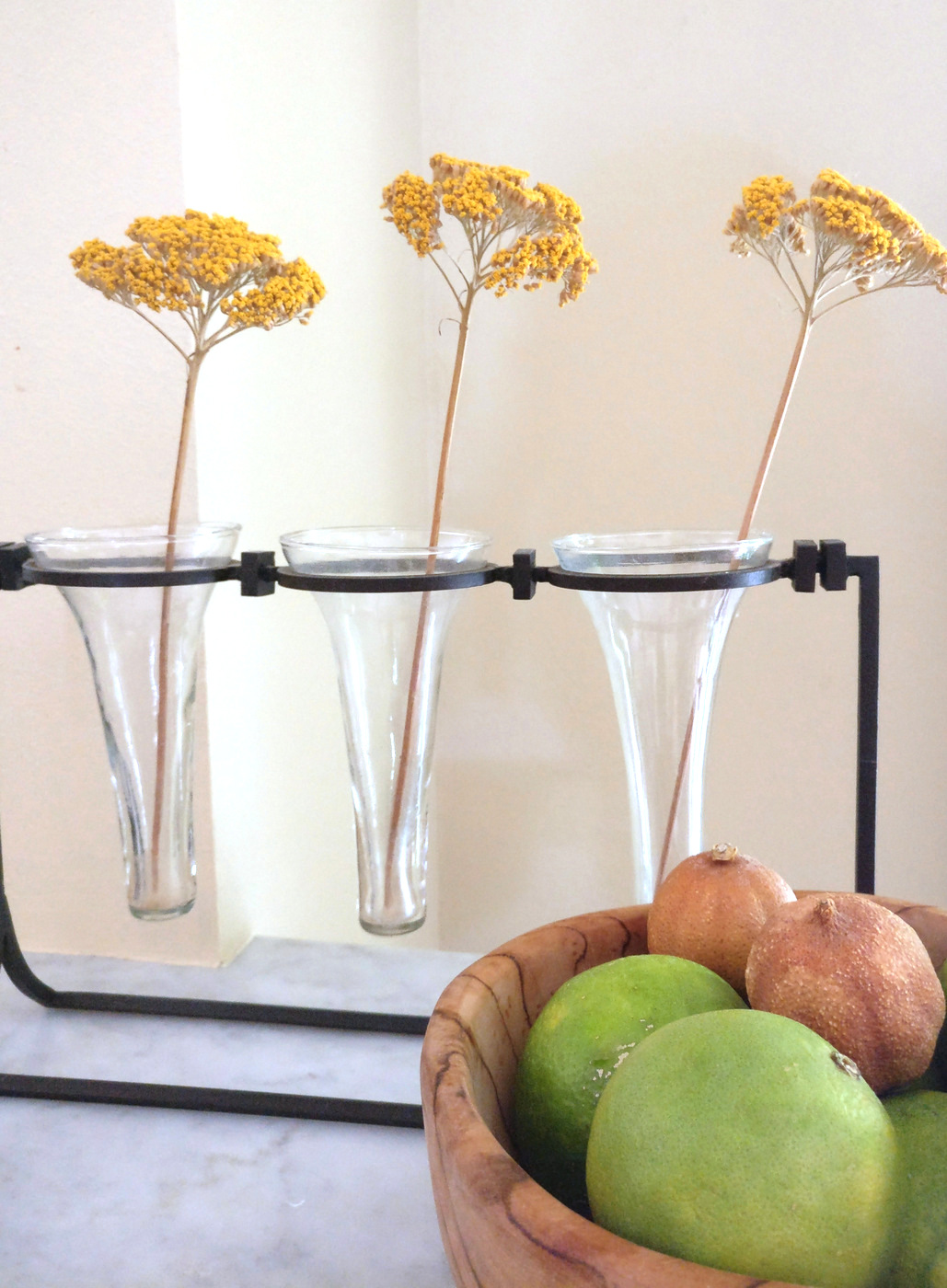 Yarrow in glass vases