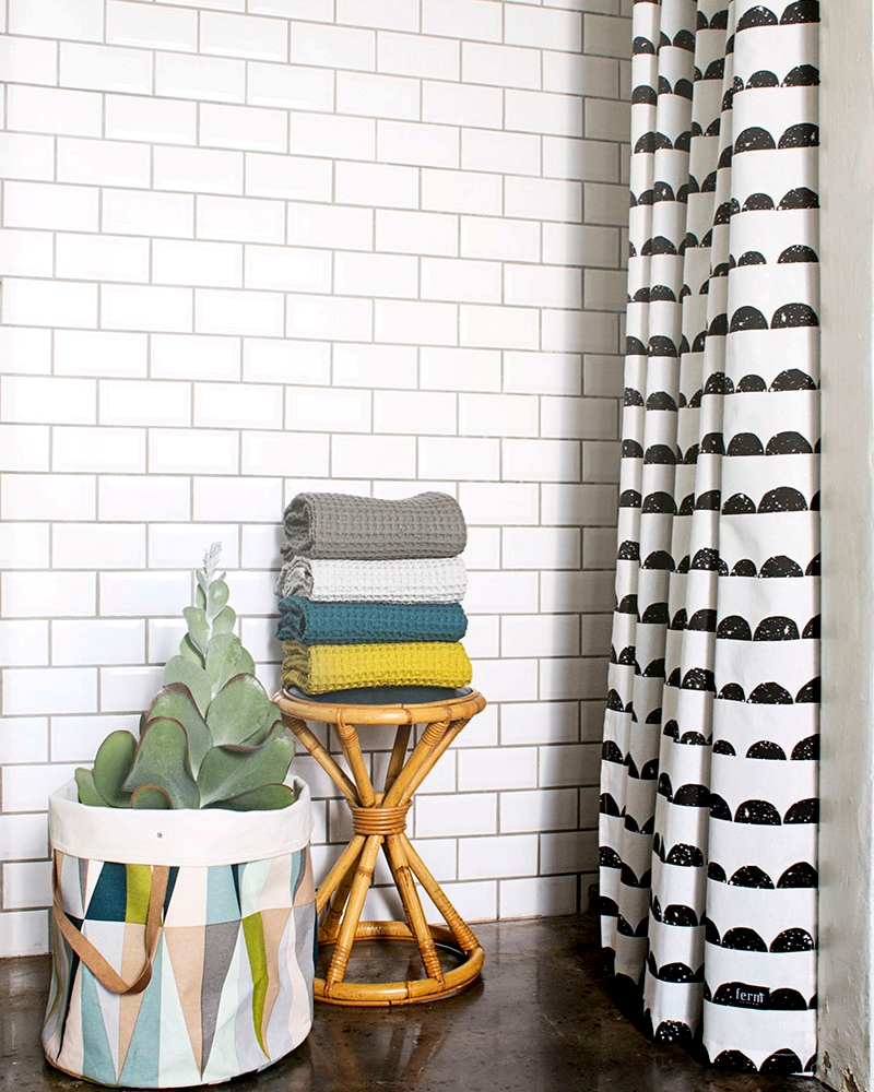 Black and white shower curtain from ferm LIVING