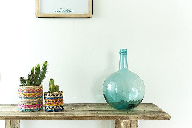 Colorful vases and woven baskets usher in breezy beach style