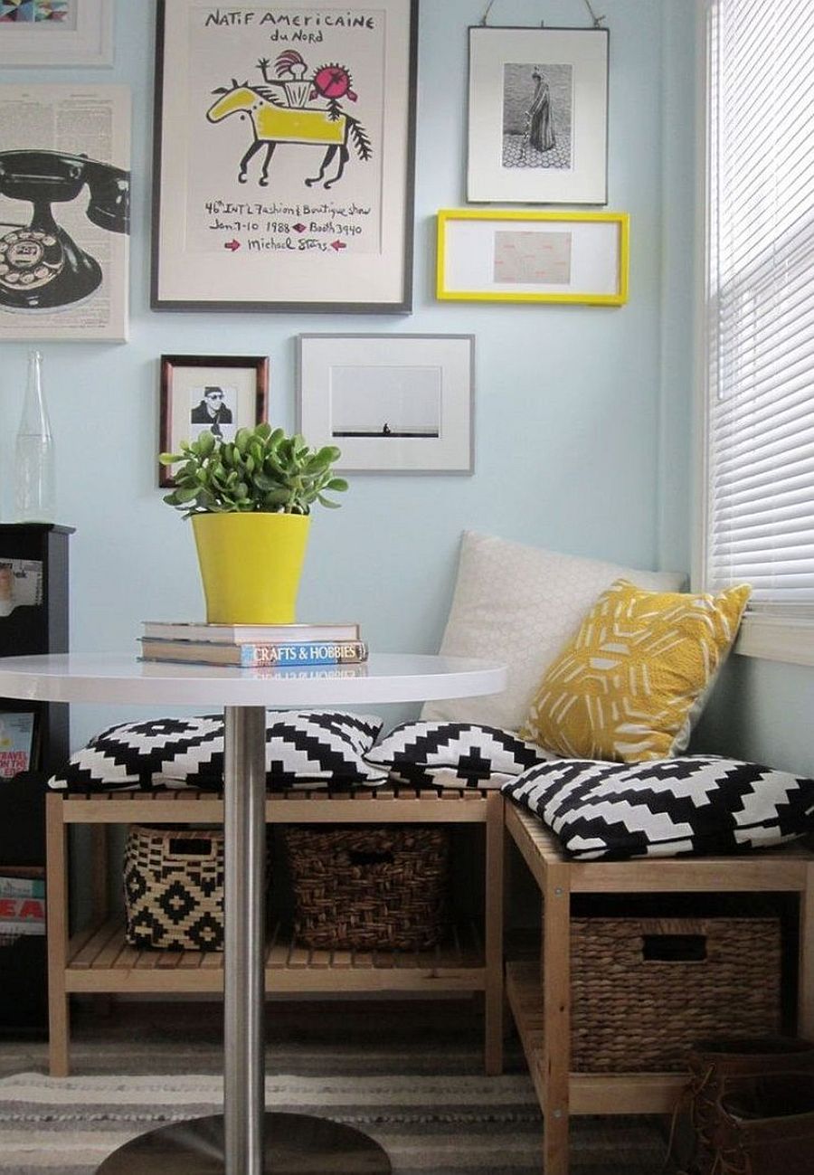 Corner-breakfast-nook-for-two-with-storage-space-under-the-bench-is-a-snazzy-way-to-save-some-space