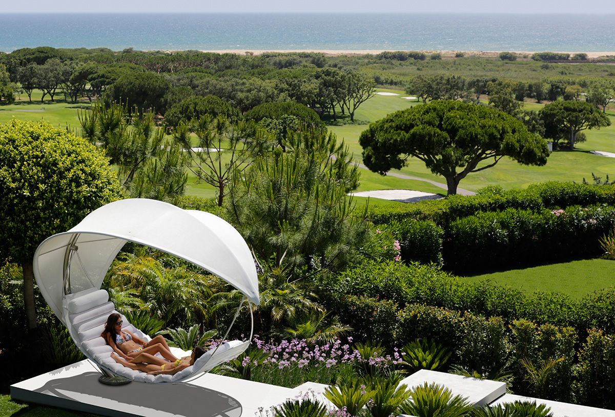 Cozy-and-relaxing-outdoor-hammock-in-white