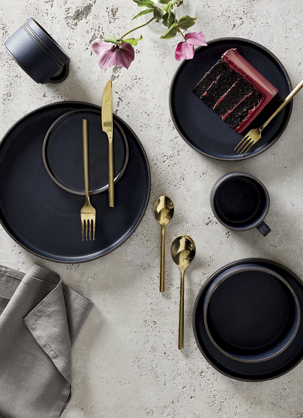 Dark dishware adds decadence and depth to the fall table