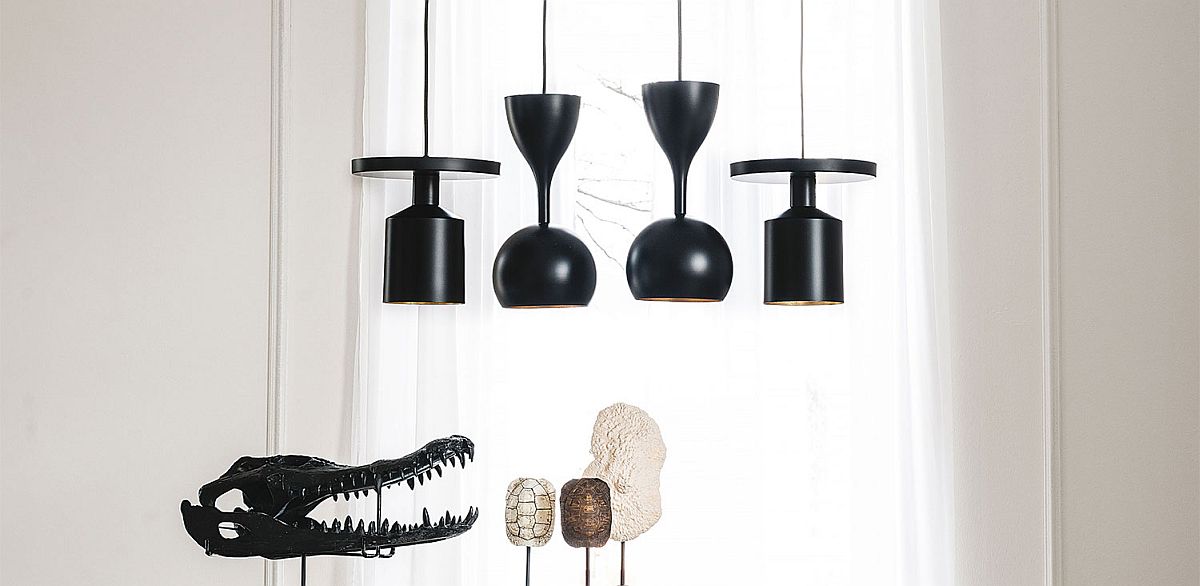 Elegant and striking contemporary pendants in black and gold