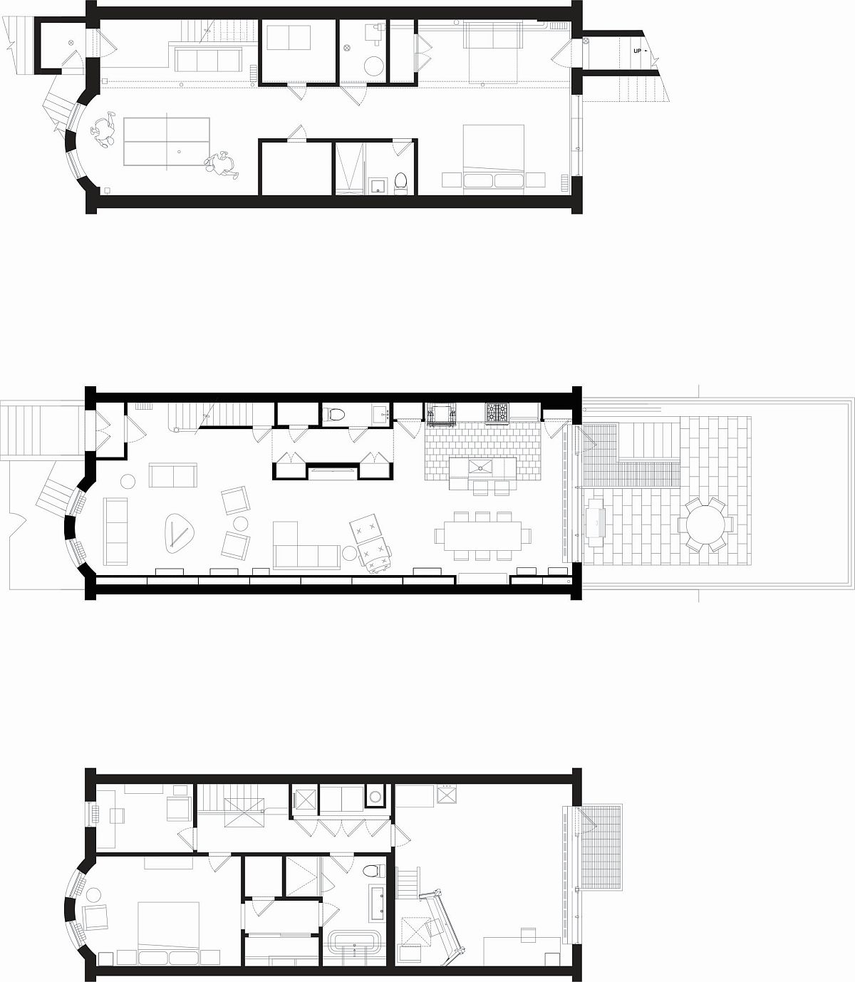 Floor plan of the revamped row house in Brooklyn