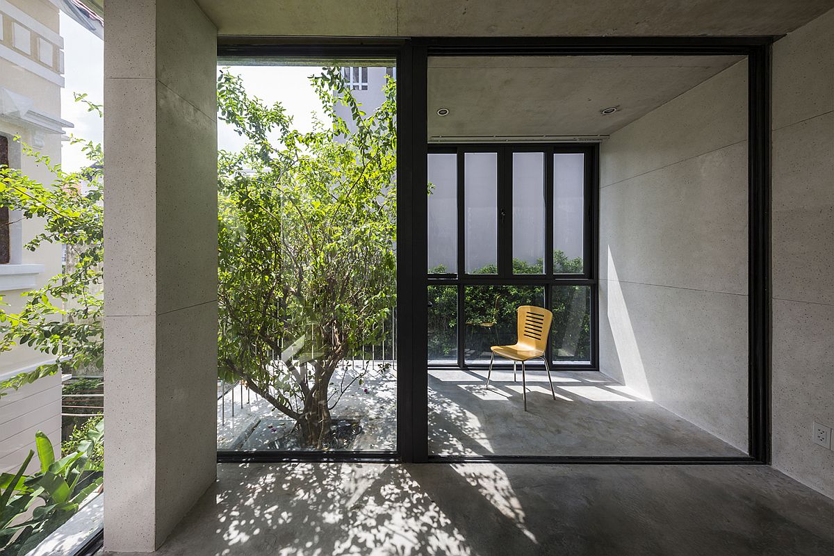 Framed glass walls and doors bring in natural light