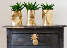 Gold-DIY-planters-crafted-using-crushed-tin-cans-217x155