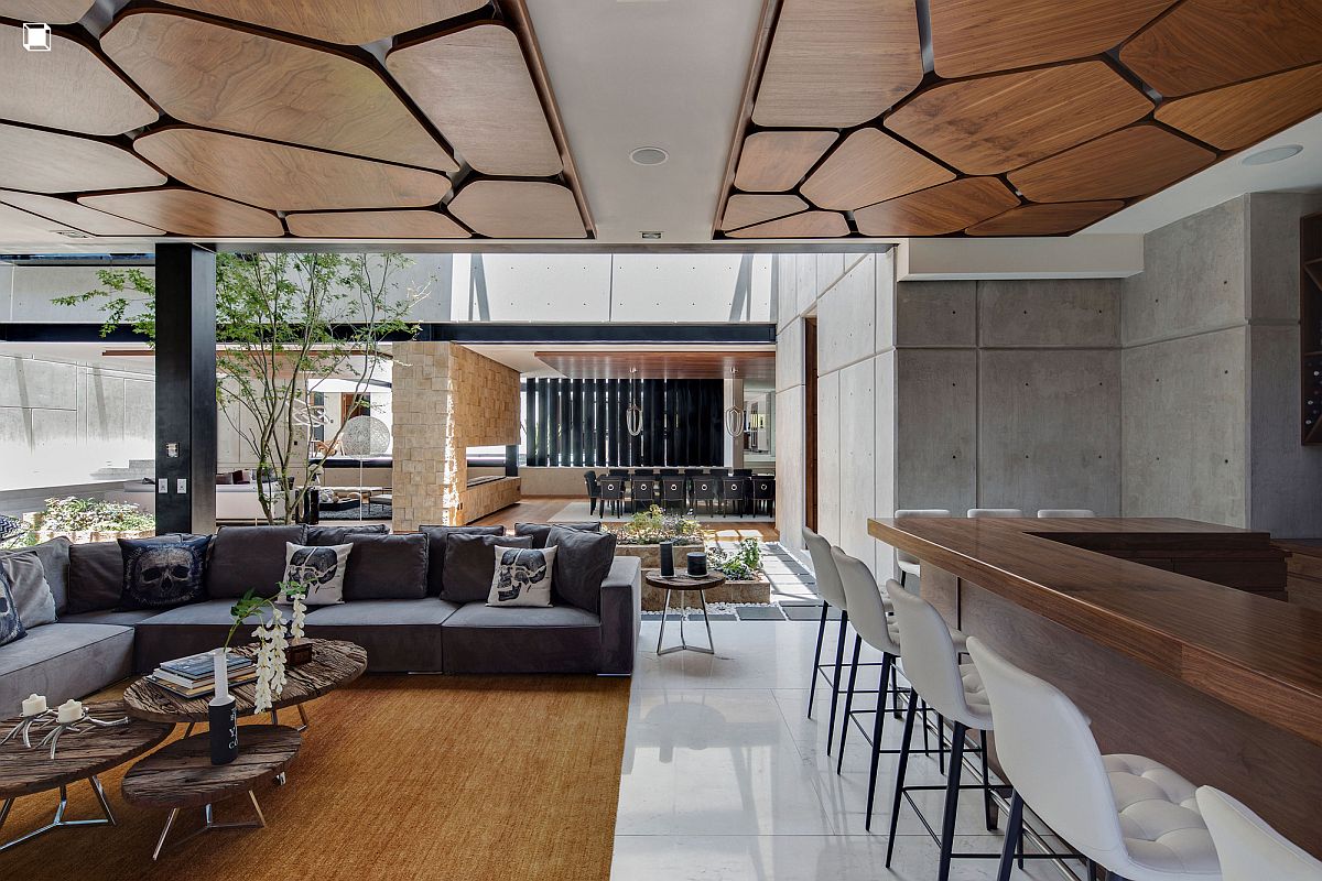 Innovative design of the wooden ceiling steals the show here