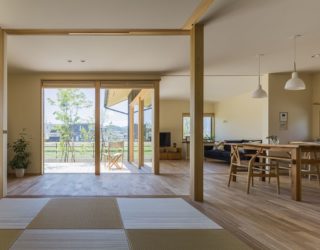 Stylish Synergy: Modern Japanese Home with a View of Distant Mountains