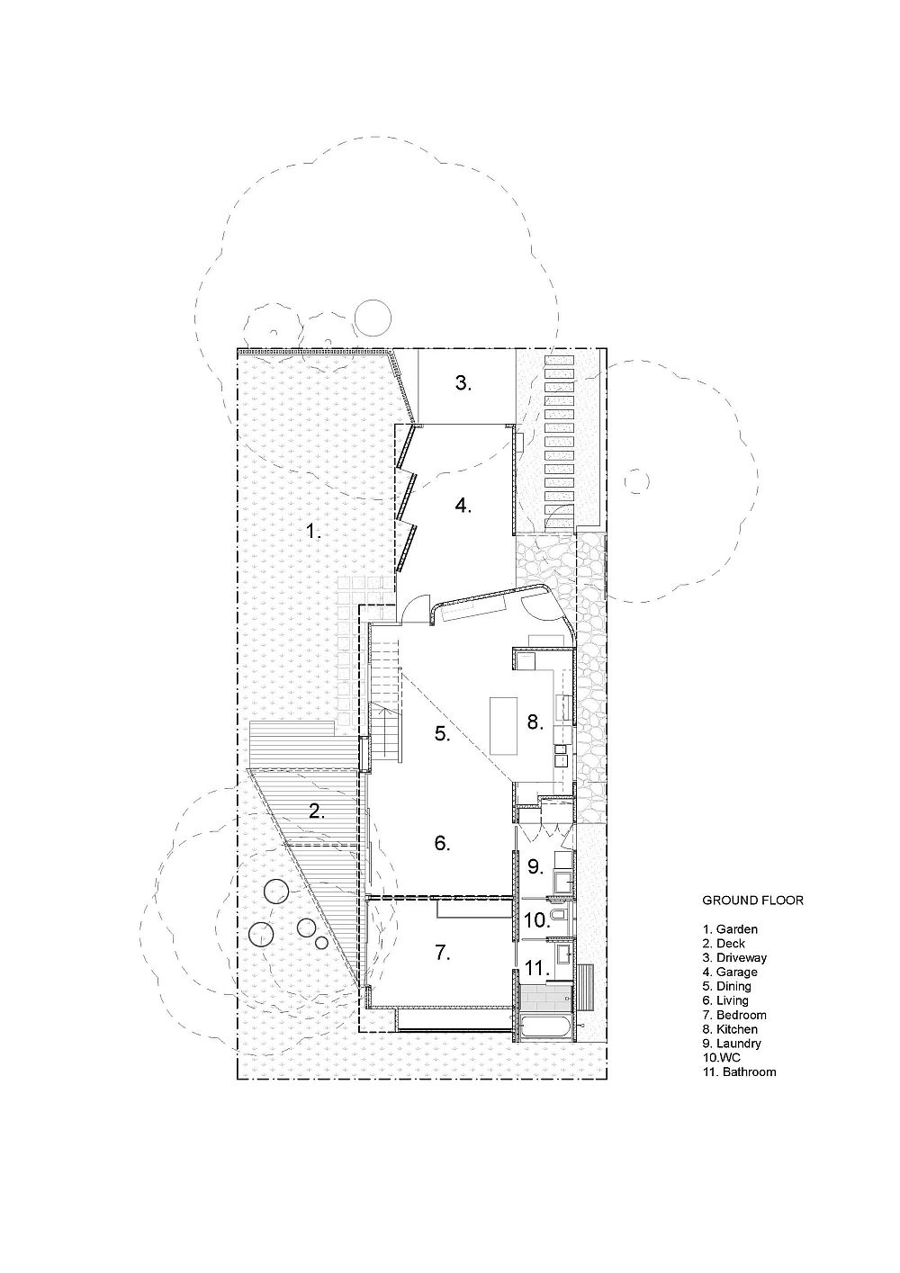 Lower level floor plan of Sussex Street House