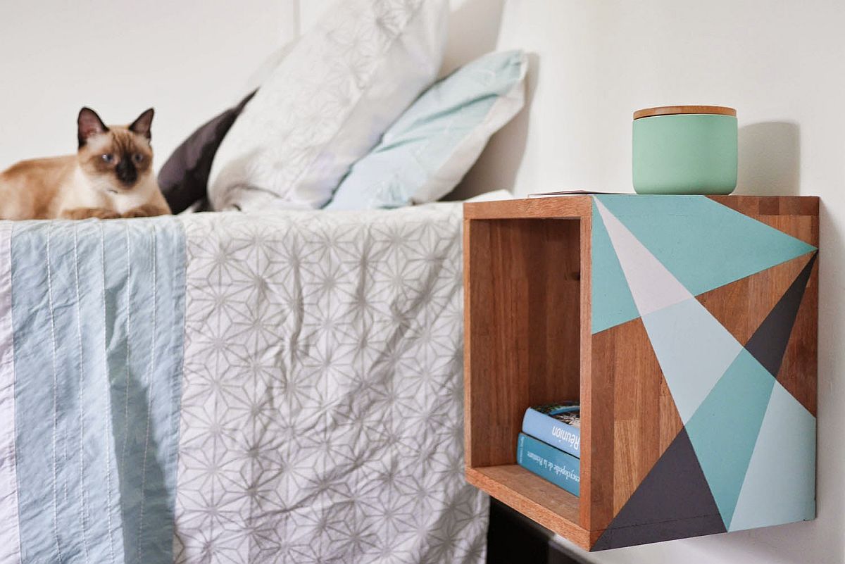 Minimal and elegant wall-mounted wooden nightstand