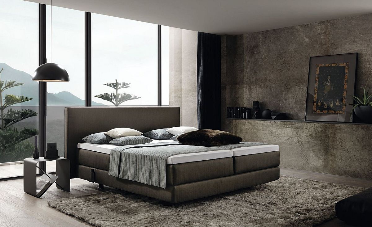 Modern-bedroom-with-textured-walls-and-the-lovely-Boxspring-bed