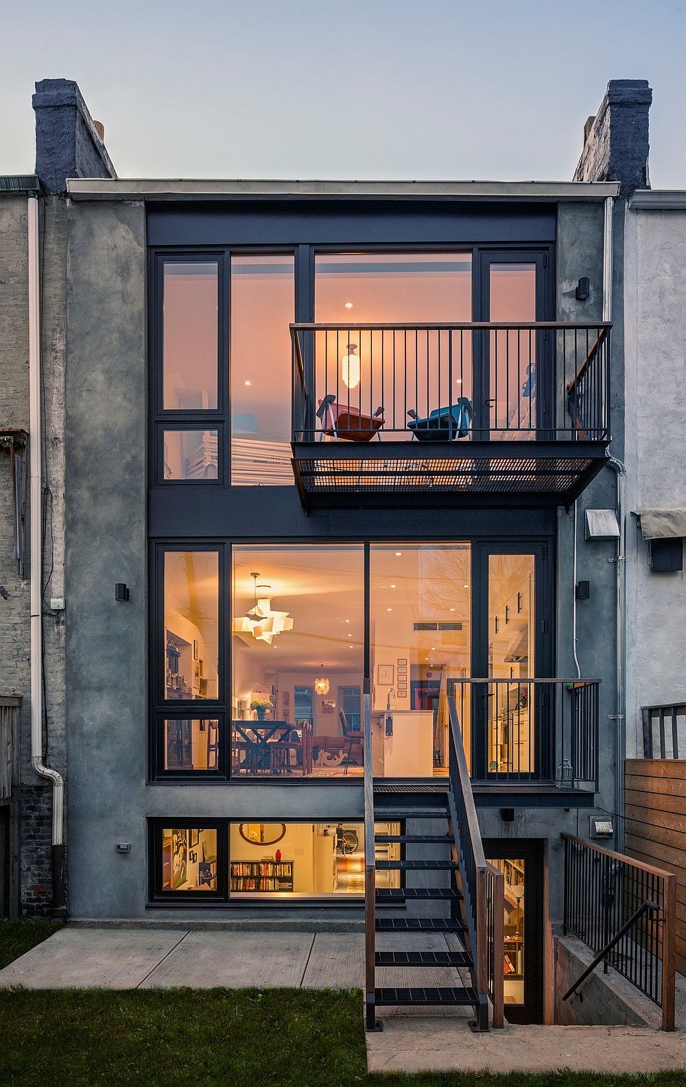 Modern renovation of multi-level row house in Brooklyn