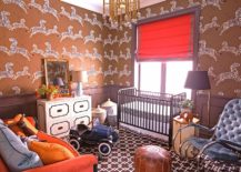 Orangish-red-wallpaper-bright-orange-window-shade-and-couch-create-a-beautifully-eclectic-nursery-217x155