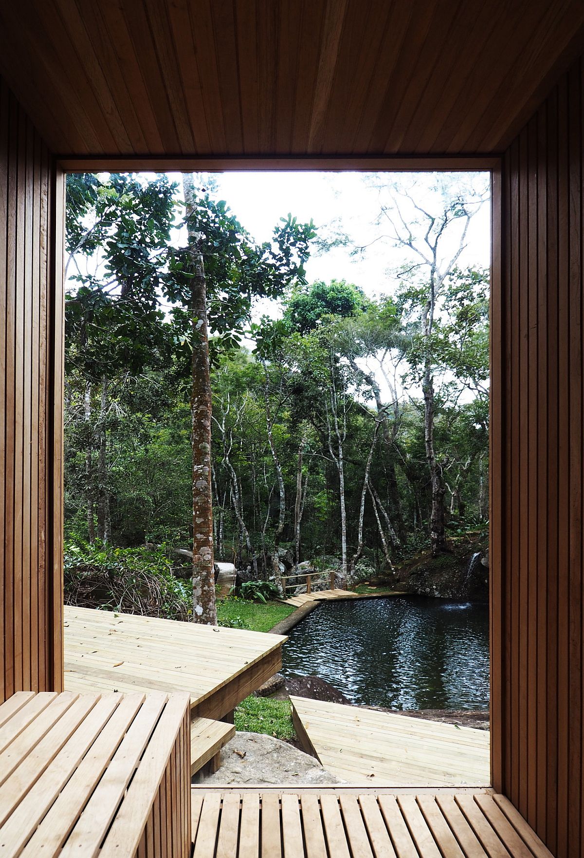 Sauna at the pavilion overlooking the natural pool