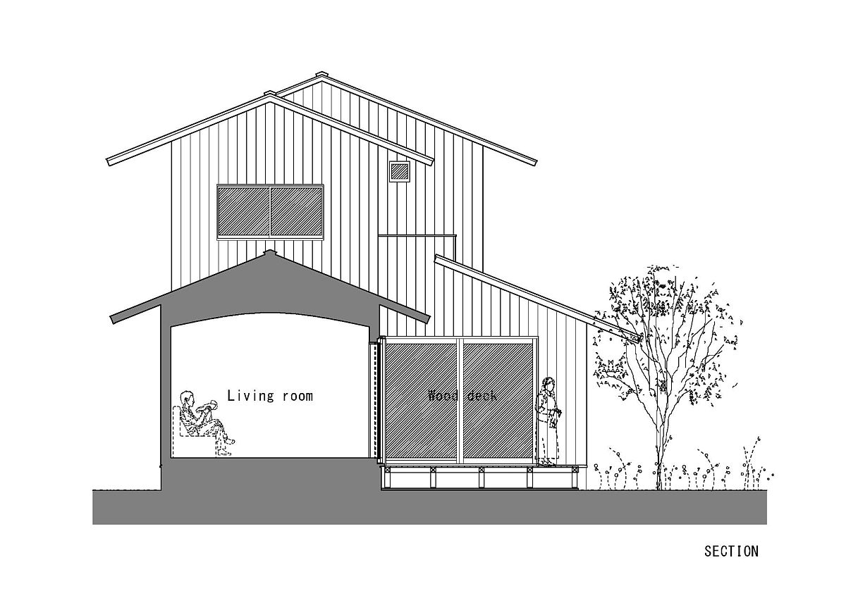 Sectional view of modern house in Japan