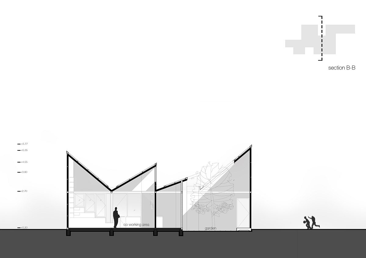 Sectional view of modern office space in Thailand