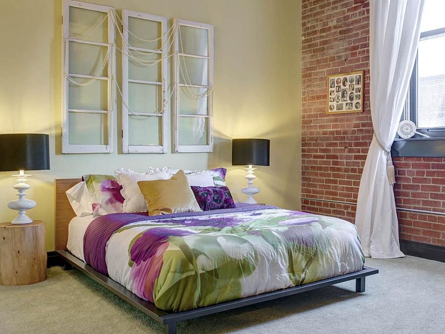 Simple wooden log turned into a lovely nightstand for the industrial modern bedroom