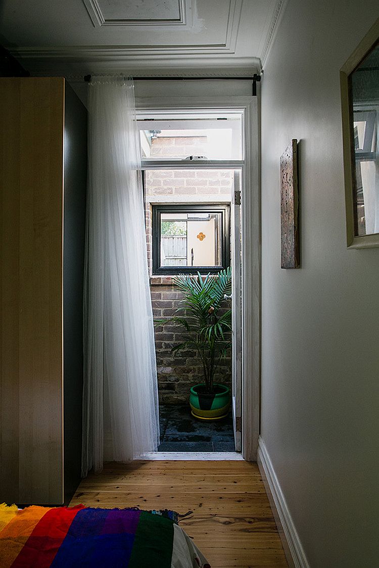 Skylight brings ventilation to the bedroom and bathroom