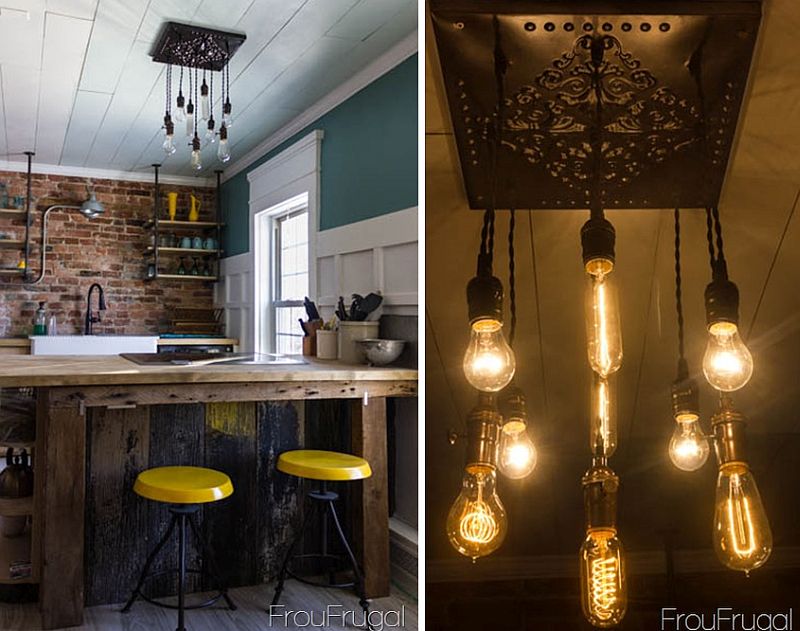 Smart, homemade Edison bulb chandelier