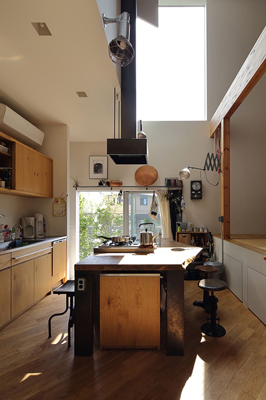 Sunlight illuminates the kitchen