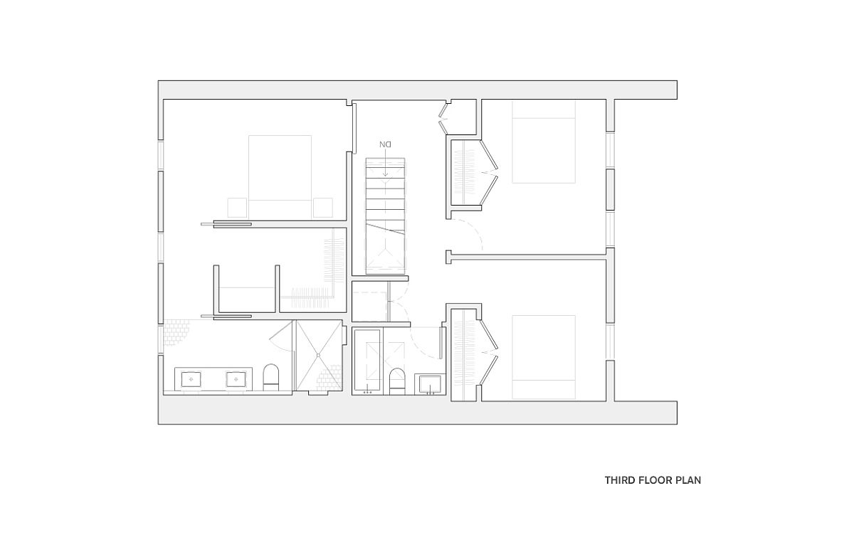 Top level floor plan of the Brooklyn townhouse