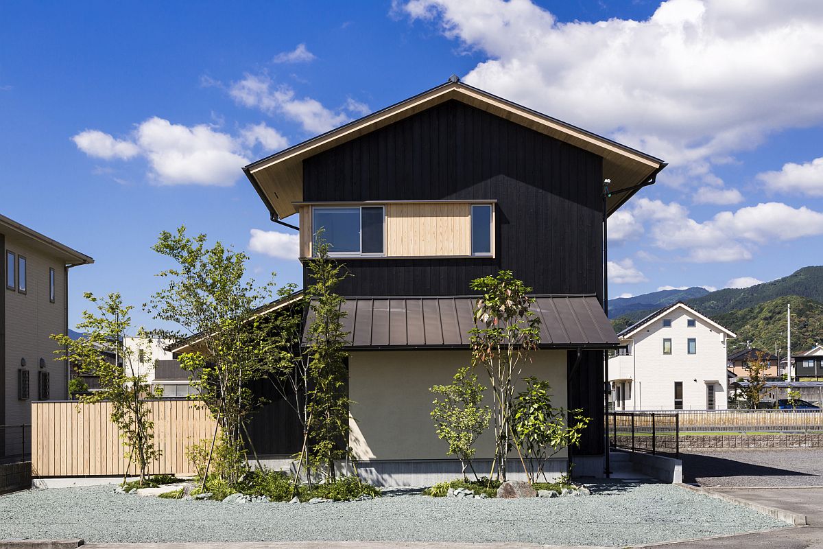 Stylish Synergy: Modern Japanese Home with a View of Distant Mountains