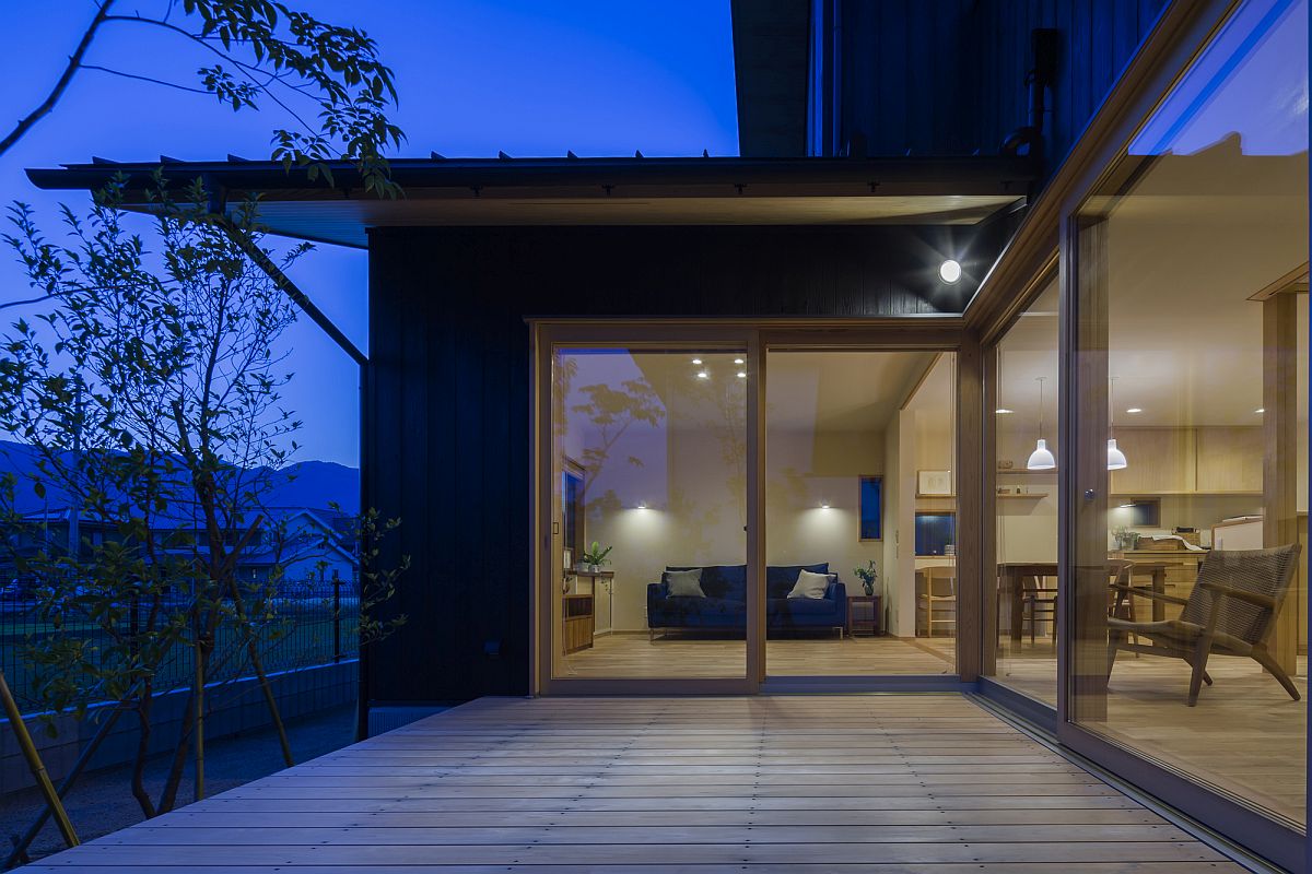 Stylish Synergy: Modern Japanese Home with a View of Distant Mountains