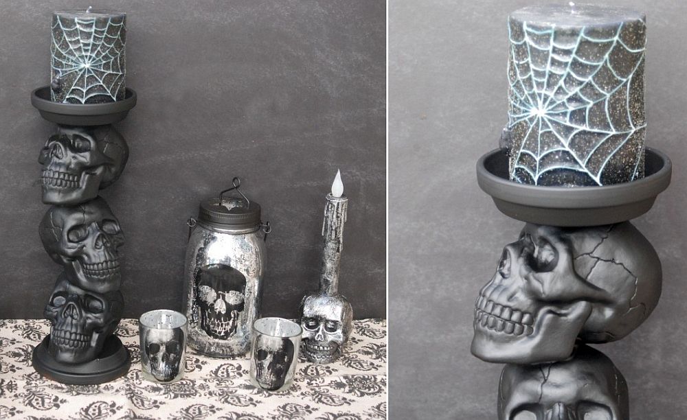 Awesome DIY Skull candle Holder should give your guests the Spooks!