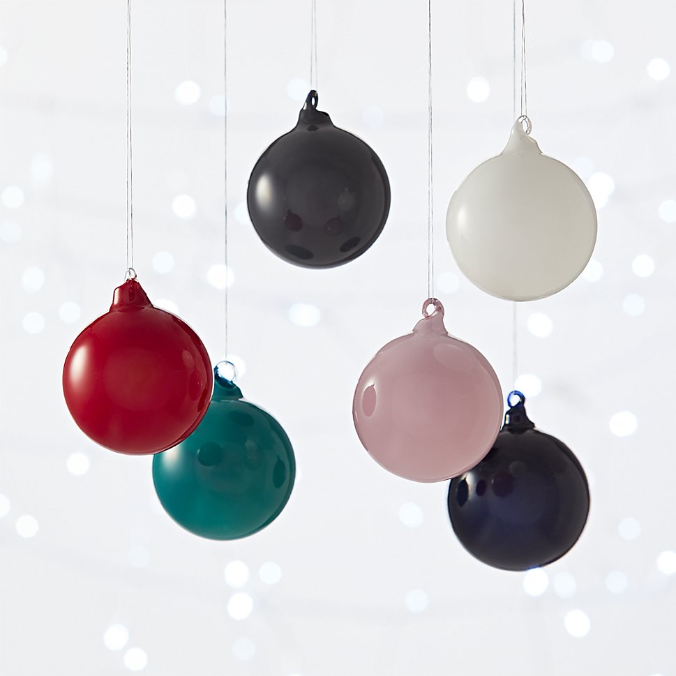 CB2's opaque glass ornaments