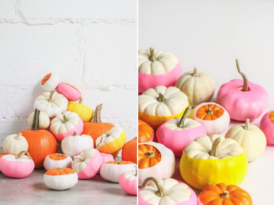 Colorful Balloon-dipped pumpkins DIY