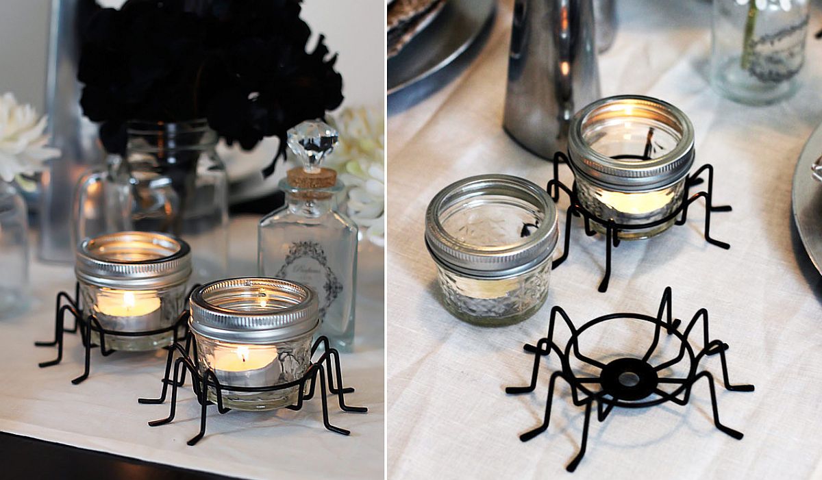 Cool DIY Mason Jar Spider Votives