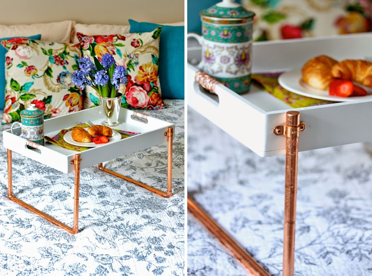 DIY Copper piping breakfast tray is a super-cool gift to craft!