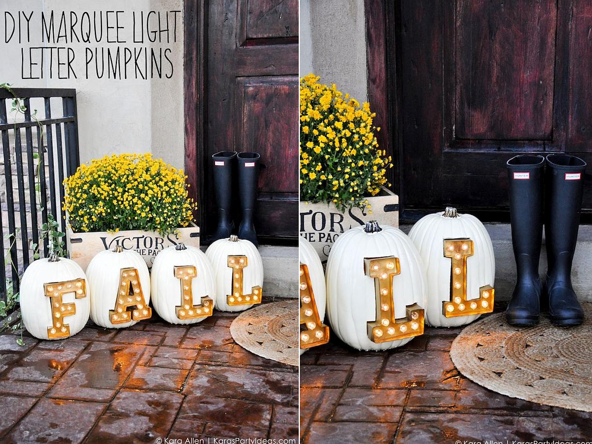 DIY Marquee Light Letter Pumpkins for Fall and beyond