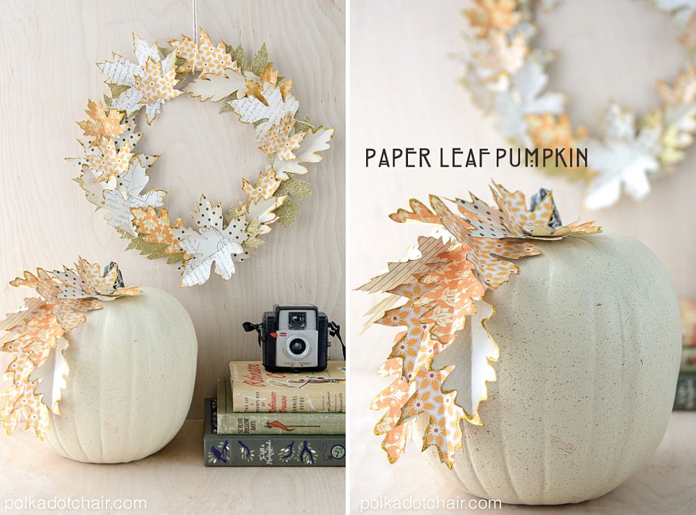 DIY-Paper-leaf-wreath-and-pumpkin-are-simply-stunning