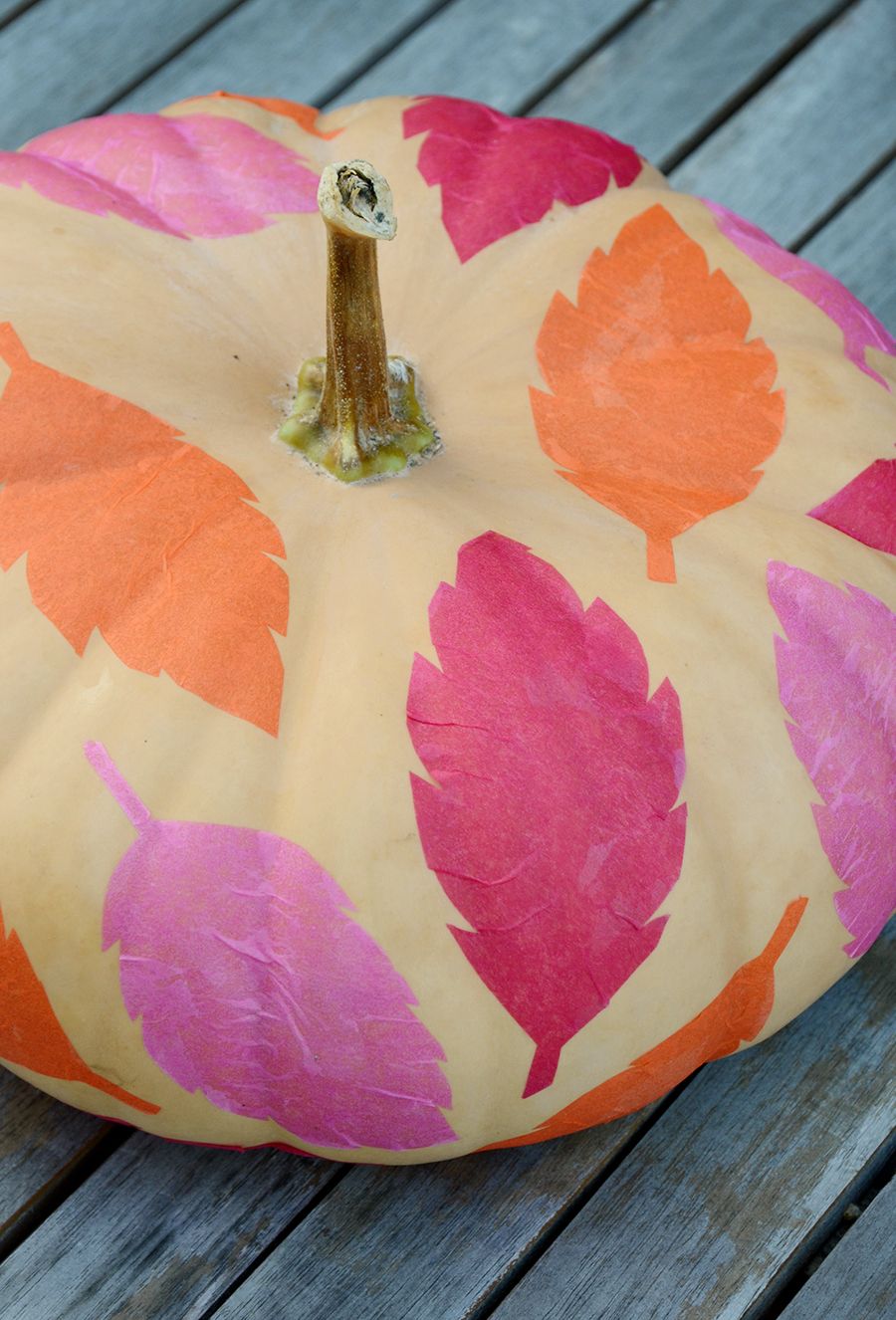 DIY tissue paper leaf pumpkins