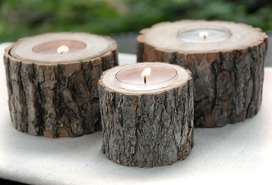 DIY-tree-trunk-candle-holders