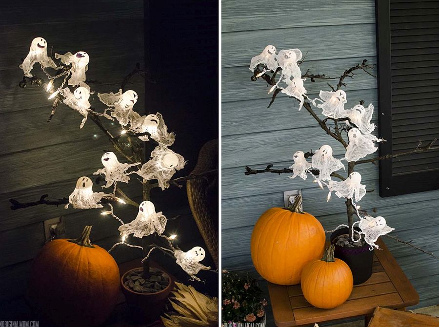 Easy to craft DIY Ping Pong Ghost Lights for Halloween