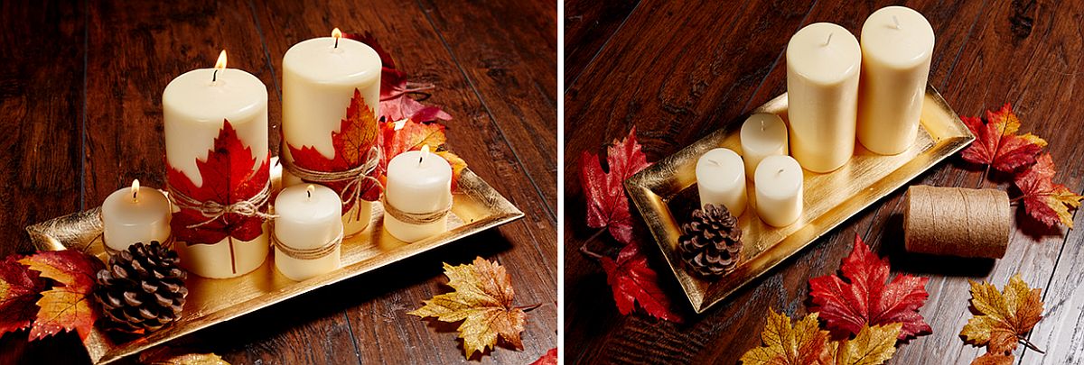 Easy-to-craft-fall-centerpiece-crafted-using-candles-and-leaves
