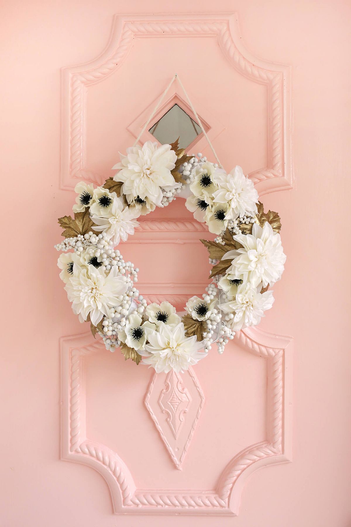 Exquisite-white-and-gold-DIY-fall-wreath