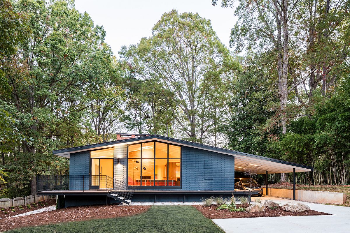 Extended roof acts as the new carport for the house