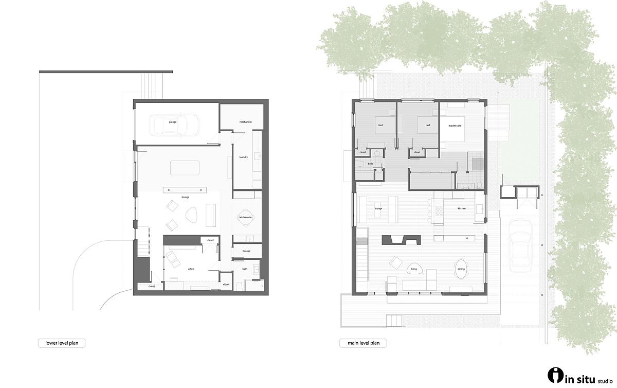 Floor plan of revamped midcentury home in Raleigh, United States