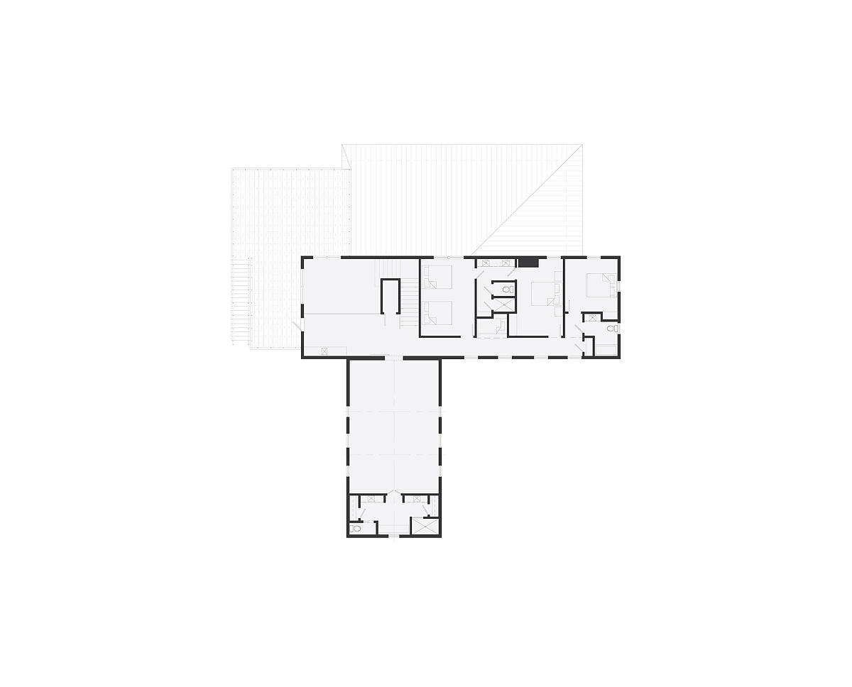 Floor plan of second level of the farmhouse