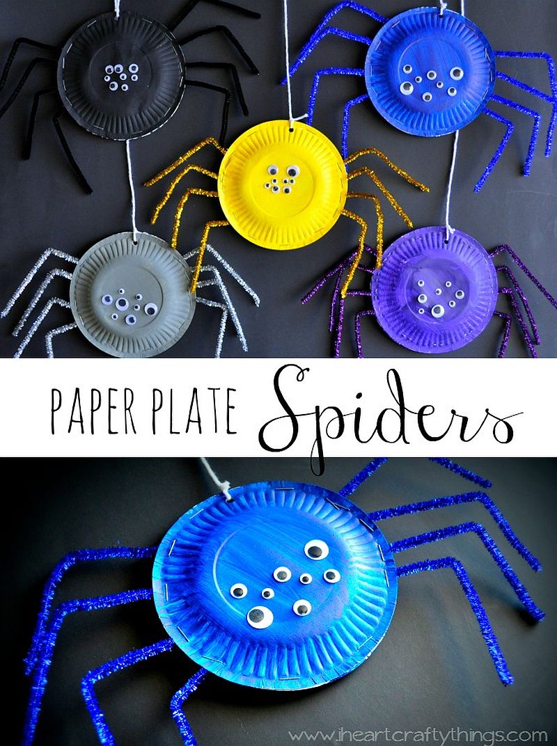 Funky and cool DIY paper plate spiders
