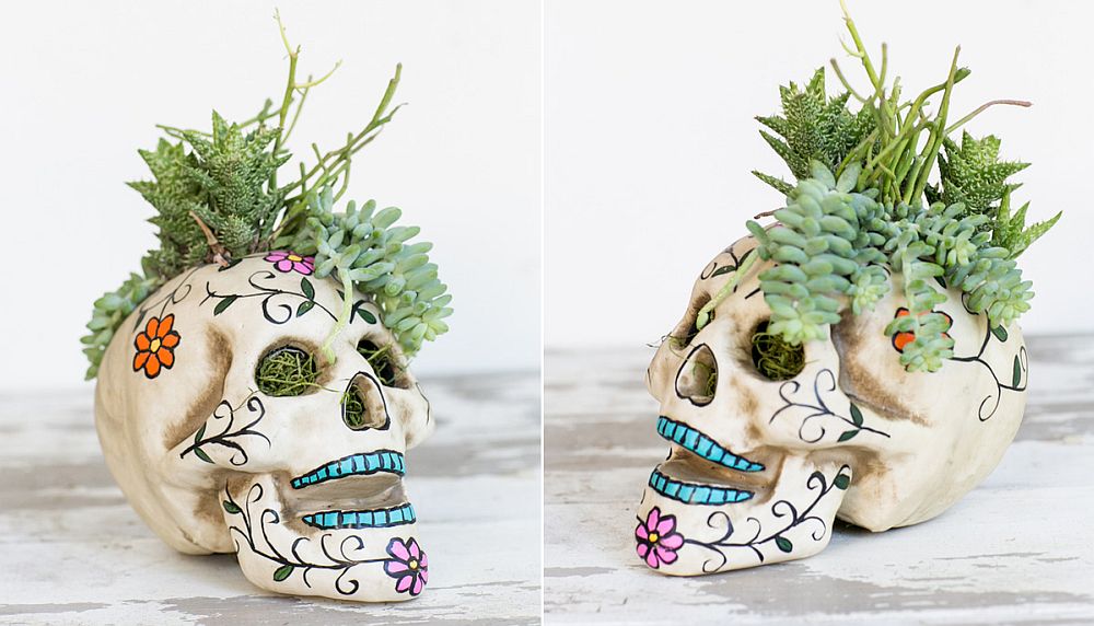 Funky-and-fun-Halloween-table-skull-centerpiece